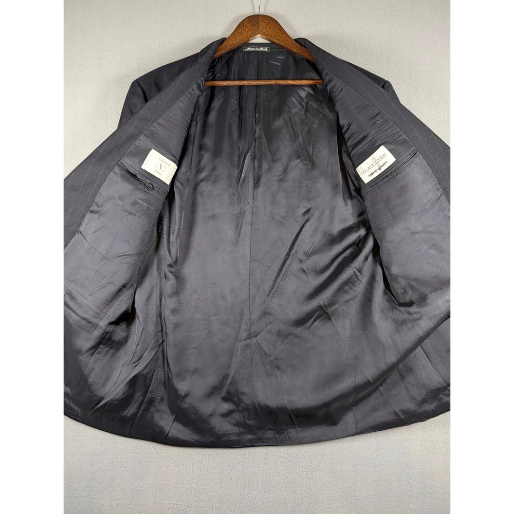 Valentino Uomo Mens Black Pinstripe Virgin Wool Blazer Sport Coat 46R Italy - Picture 3 of 8
